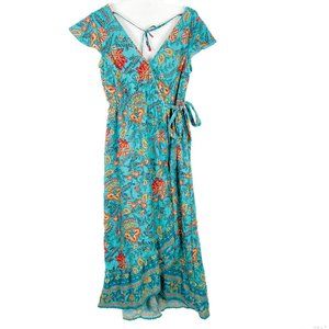 NWOT Band of the Free Floral Surplice Neckline Wrap Maxi Dress Size Small S NEW